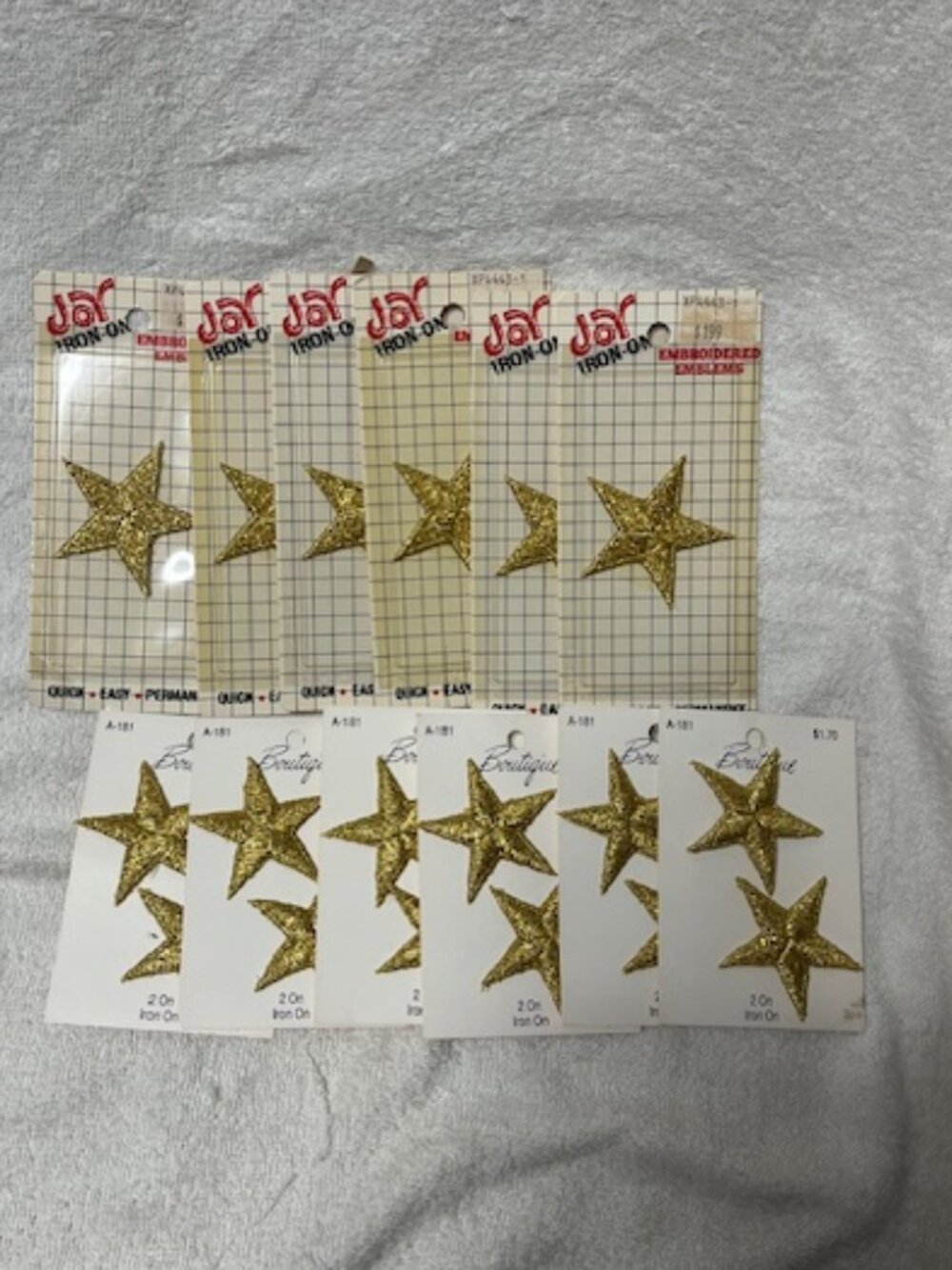 VTG 18 Gold Glitter Stars Brands: Joy/Boutique Iron-On Patches Clothing Decor 2"